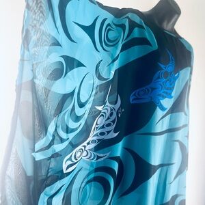 ❤️ Plus Suze 3x Northwest Sheer Blue and Black Tunic lightweight Summer Top